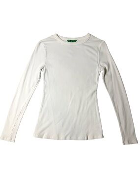 dip Long Sleeve Crewneck Top White